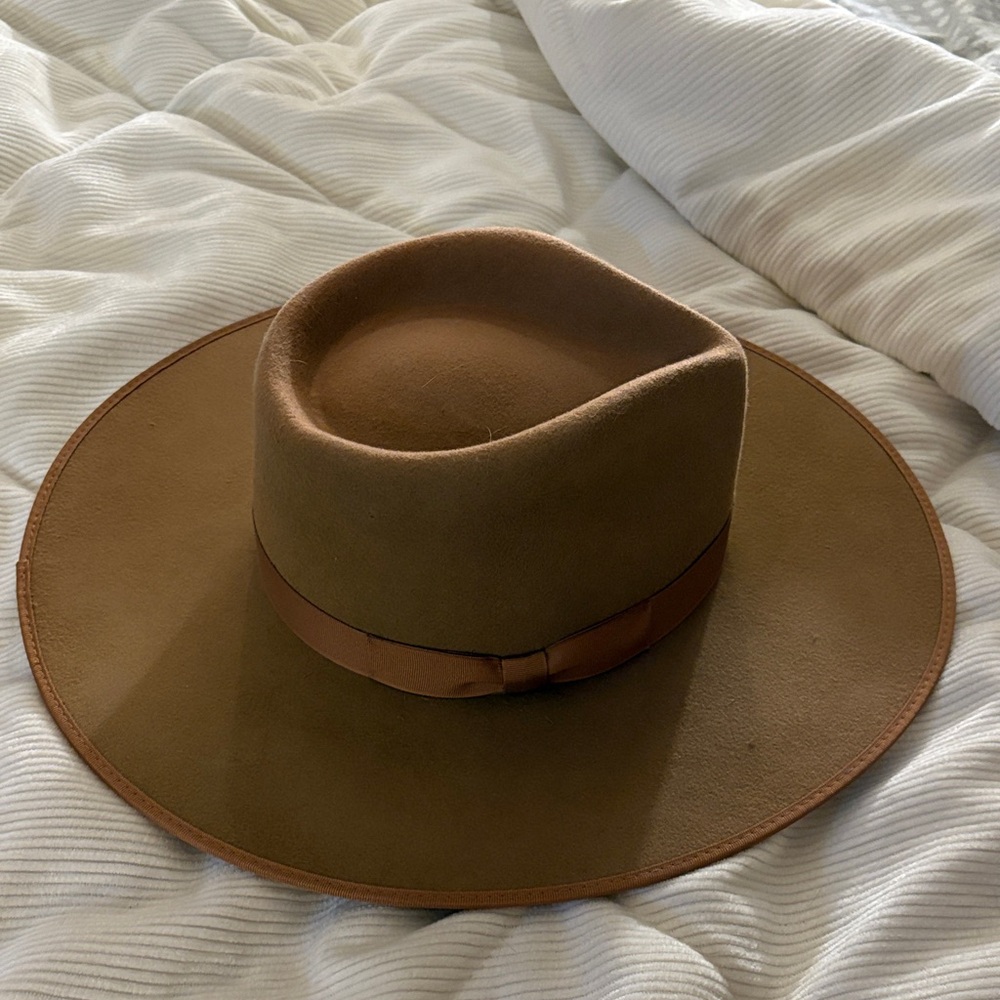 Lack Of Color Wide-Brim Felt Rancher Hat in Cognac